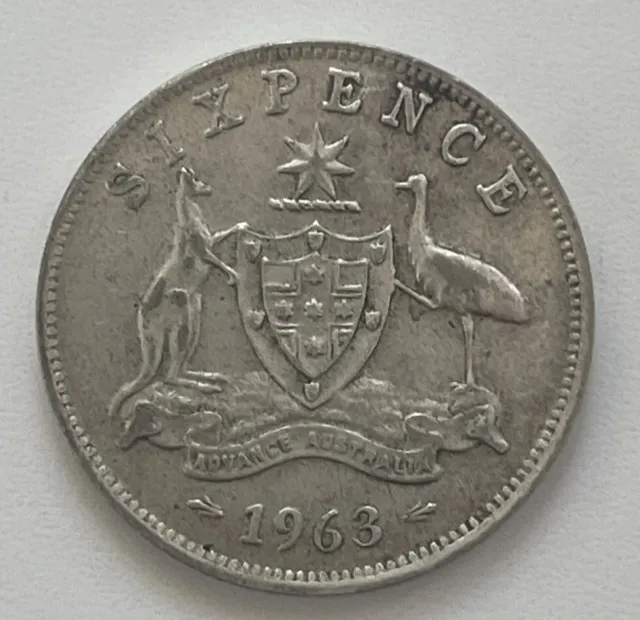 1963 Australian Sixpence 6 Six Pence Silver Coin