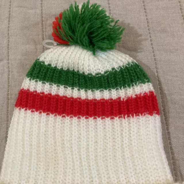 Vtg Mountain Dew Soda Pop Knit Winter Hat Beanie White Green RARE old Logo Y2k 3