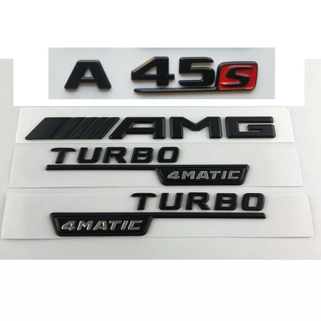 Noir brillant A45s AMG TURBO 4MATIC Stickers Emblèmes Badges pour Mercedes Benz