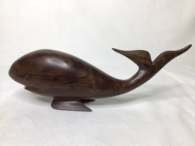 Ironwood MCM Hand Carved Whale Figurine Sculpture 12" Long