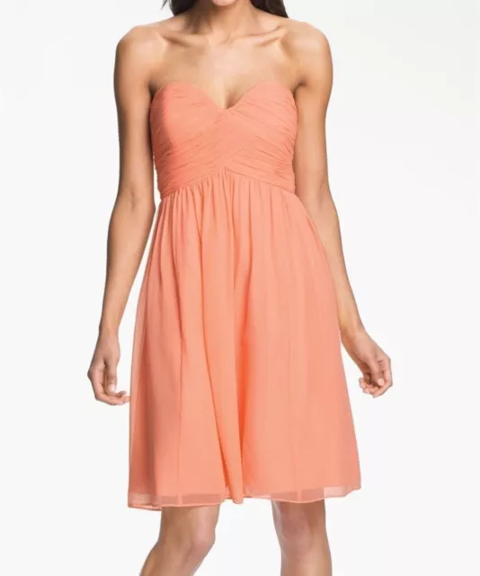 Donna Morgan Womens 'Morgan' Strapless Silk Peach Chiffon Dress Size 12 2