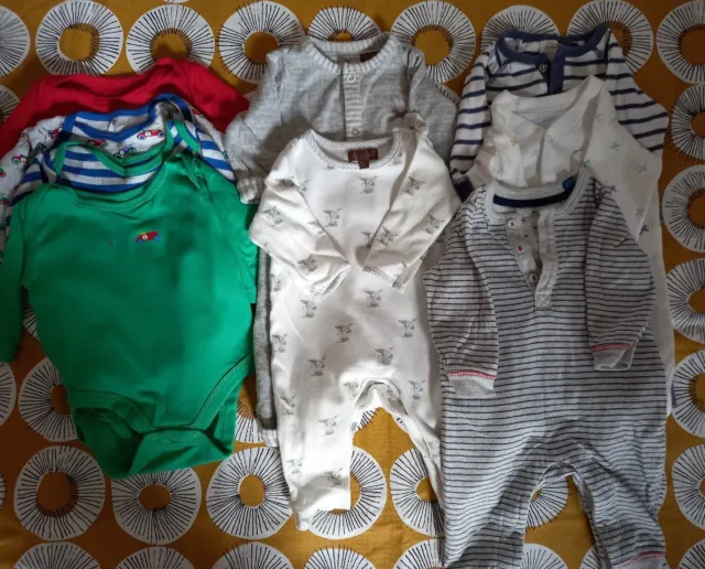 Baby Boys Clothes Bundle 0-3 Months Sleepsuits And Vests M&S Miniclub