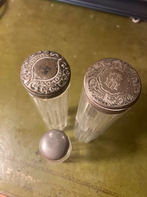 Victorian silver stamped vanity set