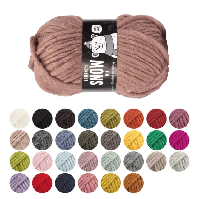 DROPS Snow Yarn Merino Wool Super Chunky Knitting Crochet 50m 50g 30+ Colours