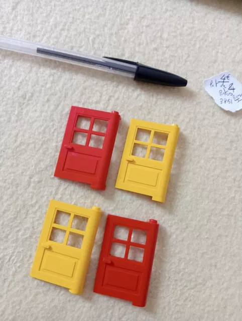 Lego Lot 4 Portes Rouge Et Jaune Ref 3861