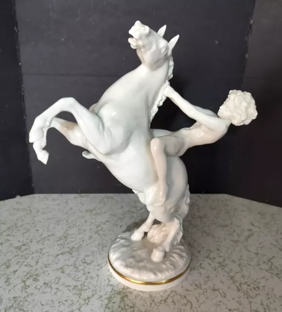 Antique German Hutschenreuther Porcelain Horse & Rider, 12" x 10".