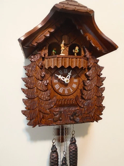 Cuckoo Clock, Musical, w. Animated M.J. Hummel Figurines, & Night Shut Off