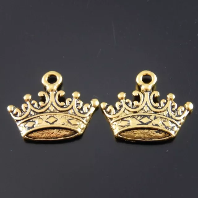 20PCS Antique Gold Alloy 17x11mm Crown Charms Small Coronet Pendant DIY Making