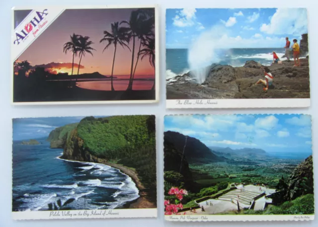 USA Postcards America Lot 4 x HAWAII Island, Postkarten mit Briefmarke gelaufen