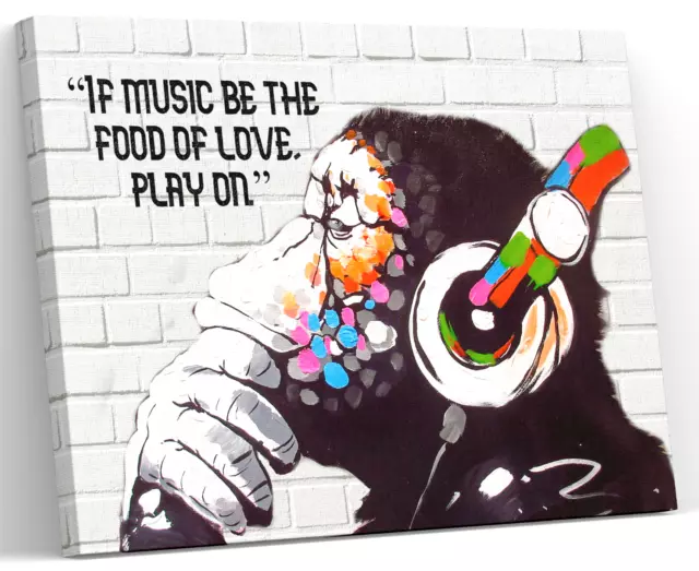 Banksy Dj Monkey Gorilla Chimp Canvas Picture Print Wall Art