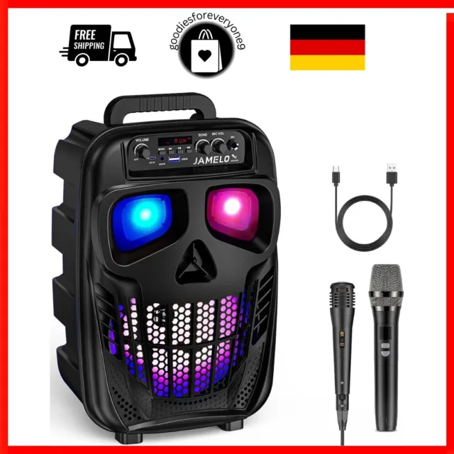 Box Karaoke Maschine Mit 2 Mikrofone Tragbar Bluetooth Lautsprecher Anlage Party