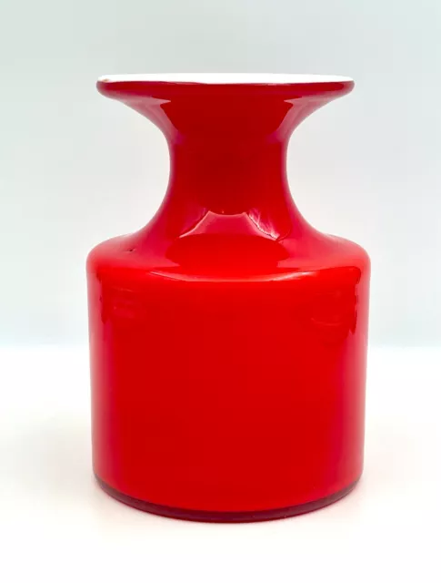 1960's : Holmegaard Denmark :  Red Cased Carnaby Glass Vase : Per Lütken