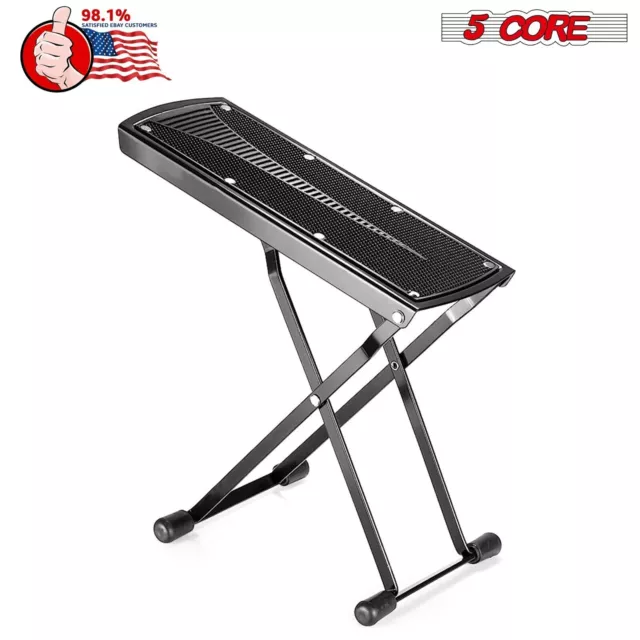 5Core Guitar Foot Stool Stand Rest Pedal Adjustable Folding Guitarist Player