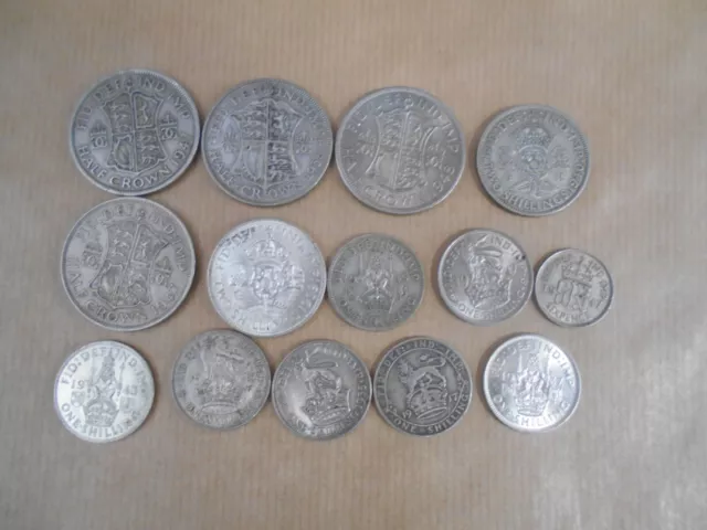 Old Coins Job Lot of Silver Coins 1917- 1940's - 14 coins