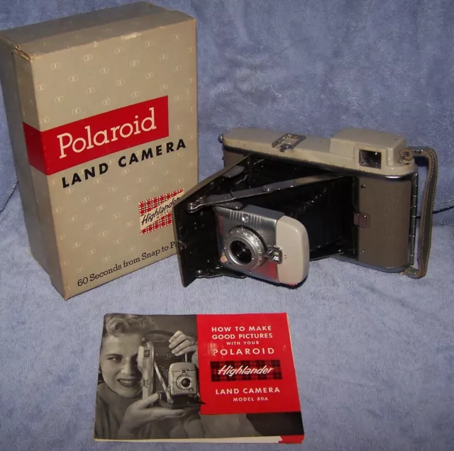 Vintage Polaroid Land Camera Model 80A Highlander w/ Original Box and Booklet