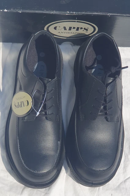 Capps LH407 scarpe con cappuccio Oxford allacciate in pelle nera punta antistatiche UK9 nuove in scatola