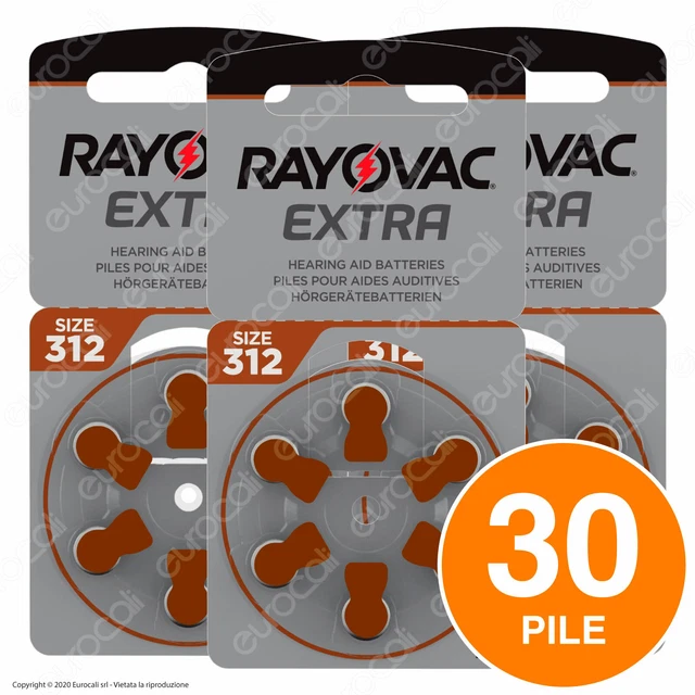 80 Batterie Per Apparecchi Acustici 312 Rayovac Extra PR41 Pile - Foto 5
