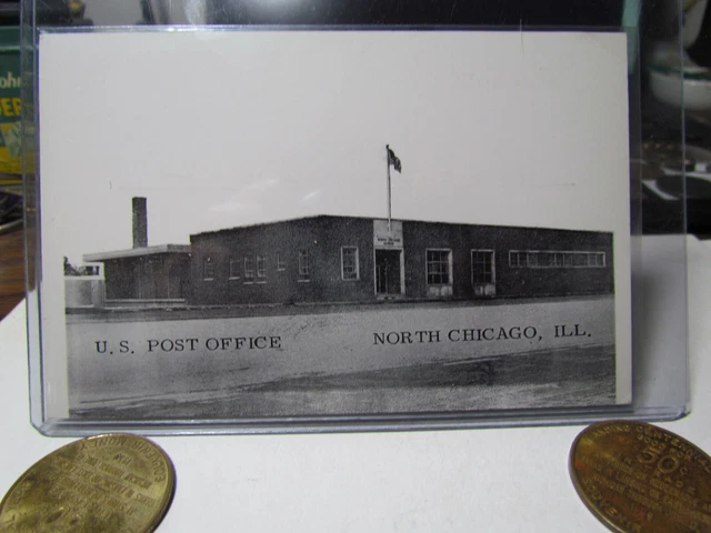 Early RPPC Real Photo Postcard North Chicago ILL Post Office