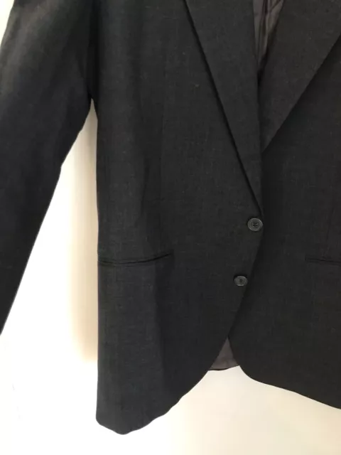 YSL Yves Saint Laurent Solid Charcoal Gray Blazer Wool Jacket Made in France 40L 3