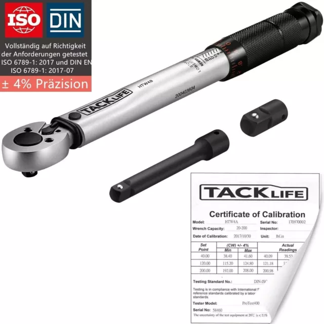 TACKLIFE 1/4 Drehmomentschlüssel mit 3/8 Adapter & Verlängerungsstange 5-25Nm
