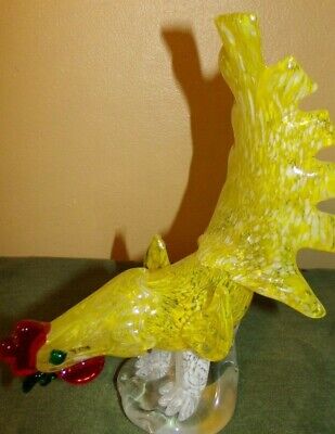 Murano style Art Glass Yellow Chicken / Rooster