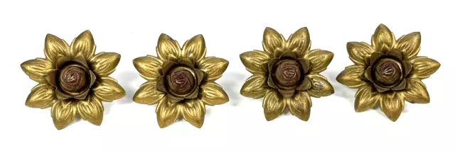 Vintage 1930's Metal Floral Curtain Tie Backs Flowers 1 3/4" Set of 4