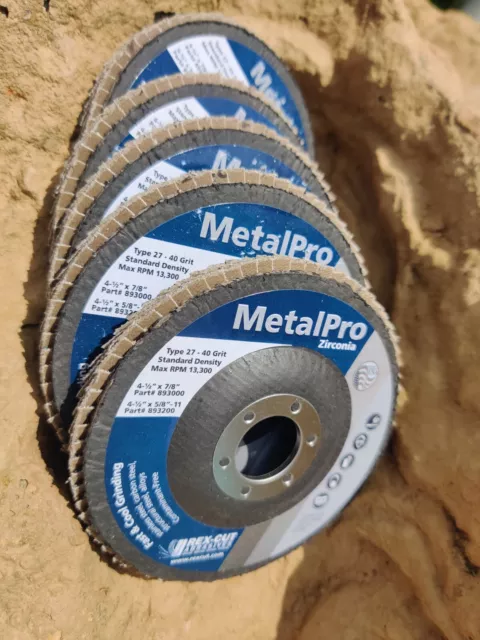 5/Pk Rex-Cut Metalpro Flap Wheel 4 1/2" x 7/8" Zirconia 40 Grit 893000
