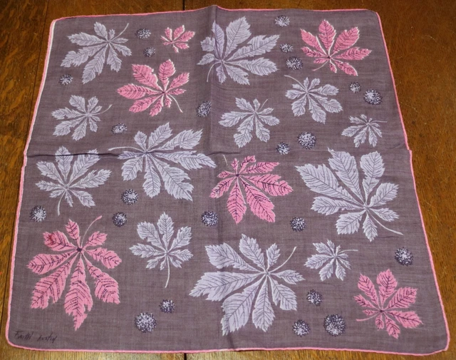 Vtg 1960's Faith Austin Hankie Handkerchief Cotton Fabulous Color & Design