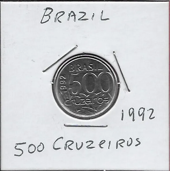 Brazil 500 Cruzeiros 1992 Unc Loggerhead Sea Turtle(Caretta)Date 90º Left Of Den