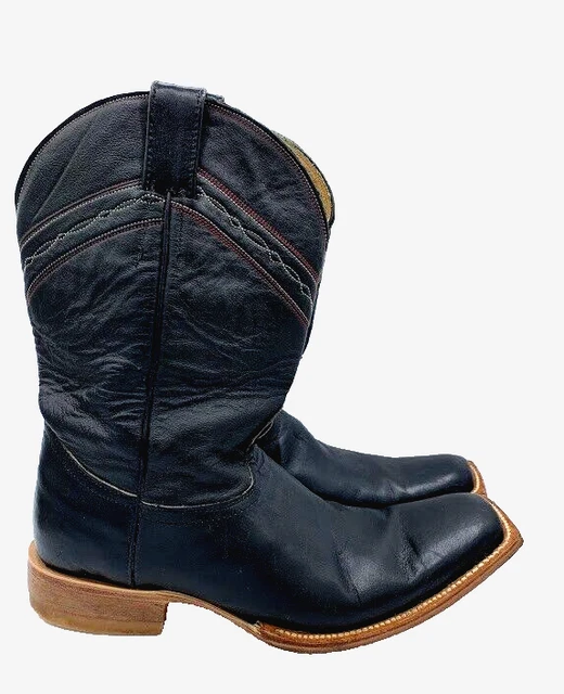EL GENERAL MEXICAN Cowboy Boots Takuache Black Men's Sz 8.5 Long Toe