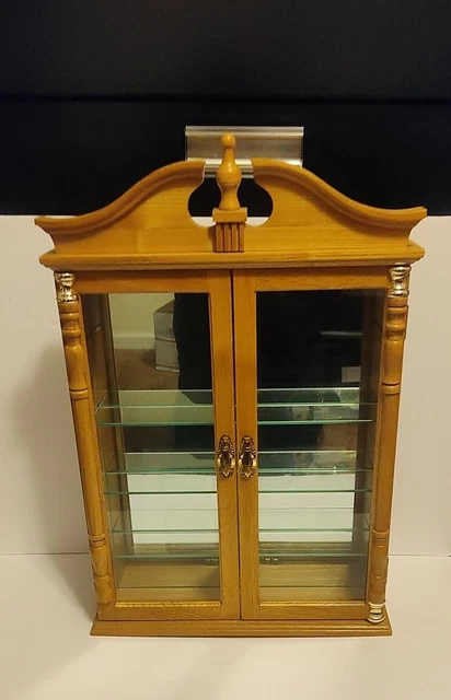 Wooden Wall Curio Cabinet Mirrored Two Door Tuscan Design