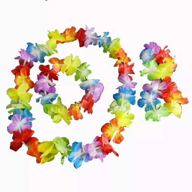 Pack Of 60 Lei Flower Garlands Necklace Hawaiian Tropical Beach Party Dress Y