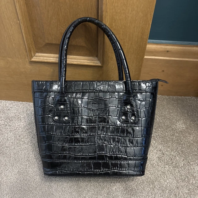 osprey black mock croc tote bag london brown effect faux leather shoulder handbag vintage style Strong yet lightweight The Fulham Faux Leather Mini