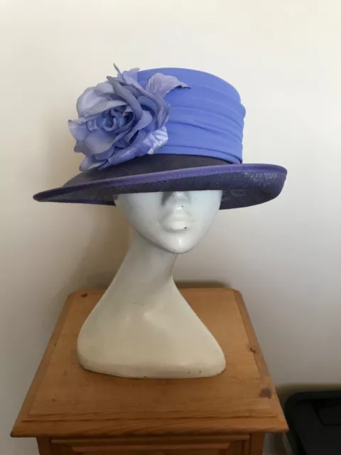 Lilac Purple Hat with Flower Trim by Gina cloche style - Wedding Races