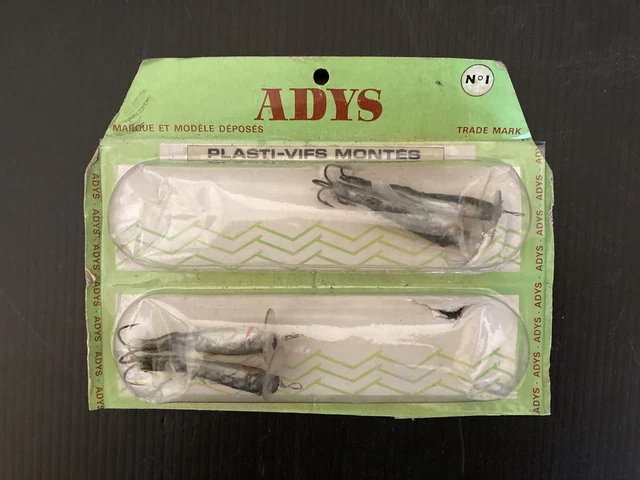 Leurres De Pêche ADYS – Anciens Plast-Vif Sous Blister – Lot De 4