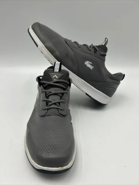 Lacoste Light 2.0 HTB Gray White Sport Lace-Up Sneaker Shoes Men's US Size 10.5