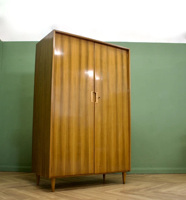 DELIVERY £90 Mid Century Walnut Wardrobe From Bath Cabinet Makers London