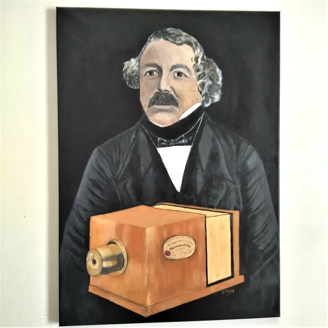 TABLEAU LOUIS DAGUERRE Photographe DAGUERREOTYPE Peinture Acrylique Sur 