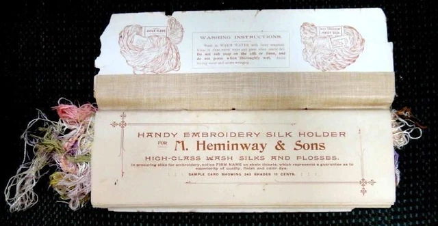 antique victoriani HEMINWAY EMBROIDERY SILK THREAD HOLDER