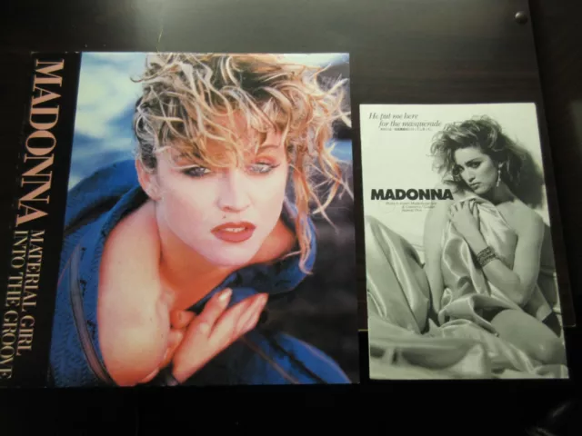 Madonna Material Girl Into The Groove Japan Promo Flat Card w Japan Clippings
