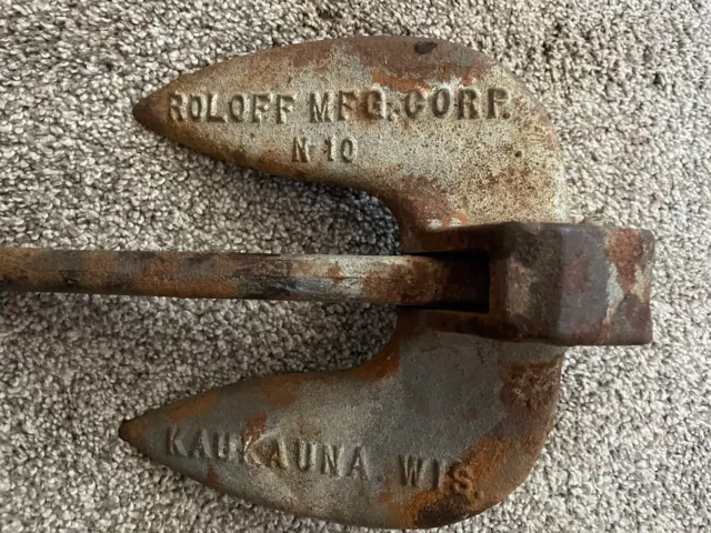 Vintage ROLOFF  N10 Boat Anchor Cast Iron Kaukauna, WI Naval Swivel 10lb