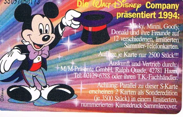 Telefonkarte:: The  Disney  Store  Frankfurt  S  139  10.93  370.000 Voll