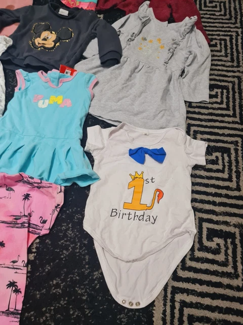 #C67💜 Huge Bundle Of Baby Girl Clothes 12-18months NEXT GEORGE DISNEY RIVER PUM 8