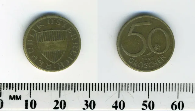 Austria 1961 - 50 Groschen Aluminum-Bronze Coin - Austrian shield 7