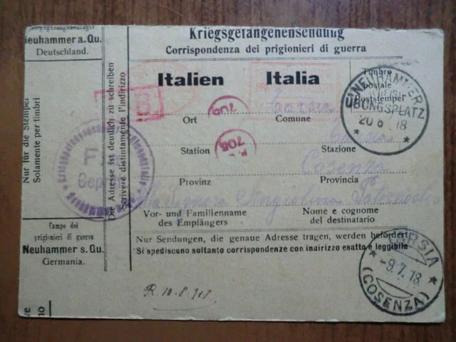 cartolina militare  viaggiata nel 1918