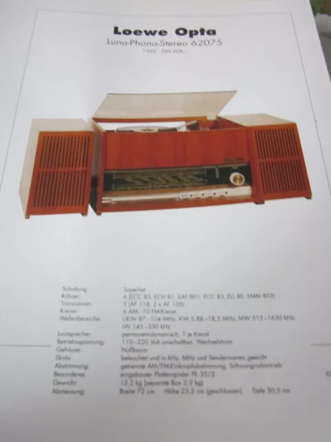 Radio-Fernseharchiv Schaltplan 01 Loewe Opta Luna Phono Stereo 62075, 1965