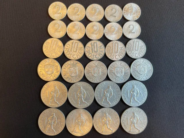 Groschen Schilling Coin Set - Lot of 28 Old Austria Osterreich 1946-1959 Coins