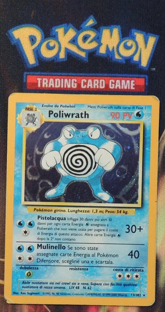 Pokemon Card Tartard/Poliwrath 13/102 RARE HOLO Base Set ED 2 WIZARDS ITA