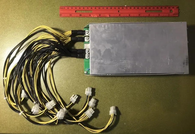 Cryptocurrency Miner Power Supply With 10x 12V PCIE Connectors 240VAC Input Only
