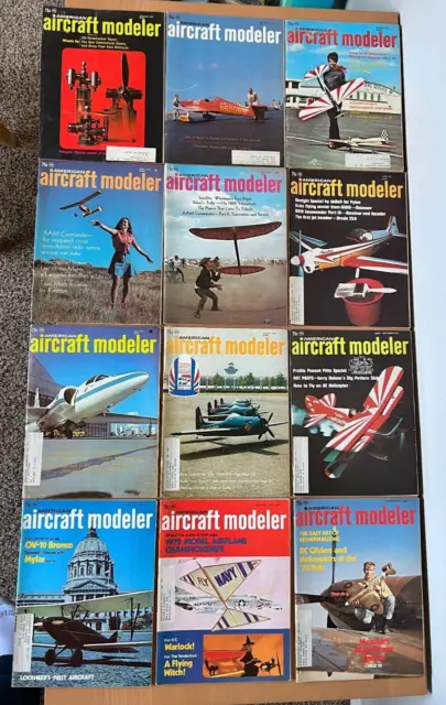 Lot of12 American Aircraft Modeler Airplane Magazines Complete 1972 Year Jan-Dec